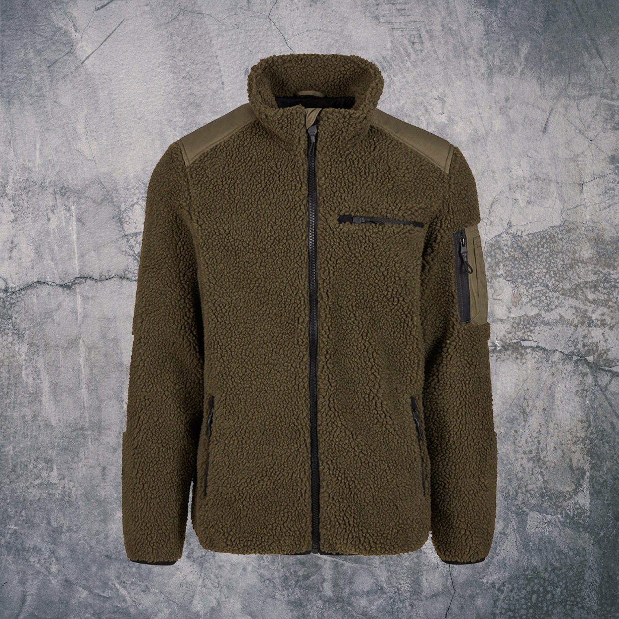 Teddy Fleece Jacke in Olivgrün