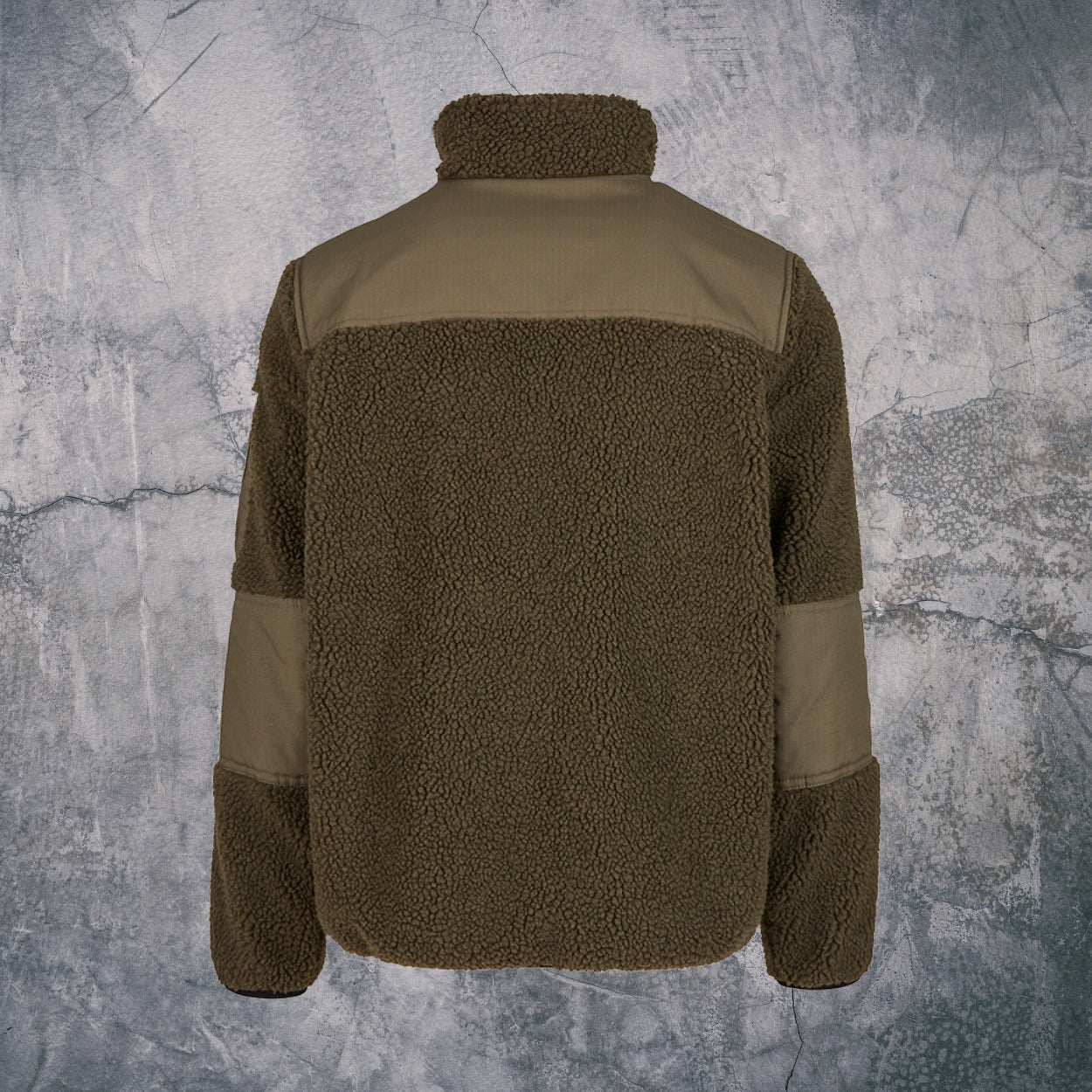 Teddy Fleece Jacke in Olivgrün Rückseite