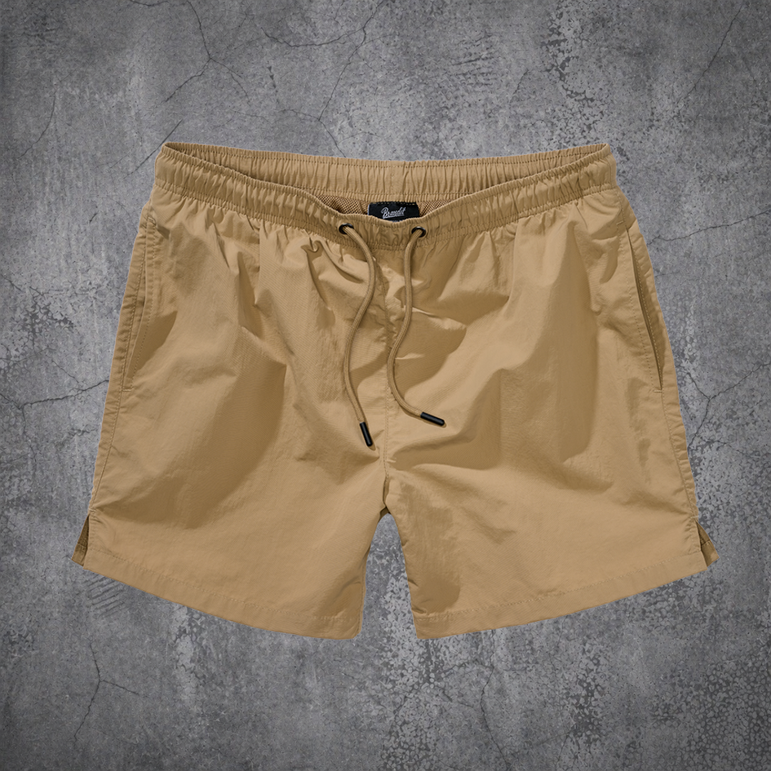 badehose in farbe coyote mit schnürsenkeln