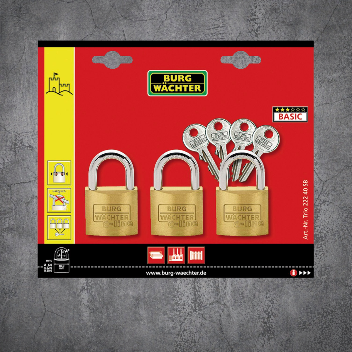 VORHANGSCHLOSS-SET TRIO 222 40 SB